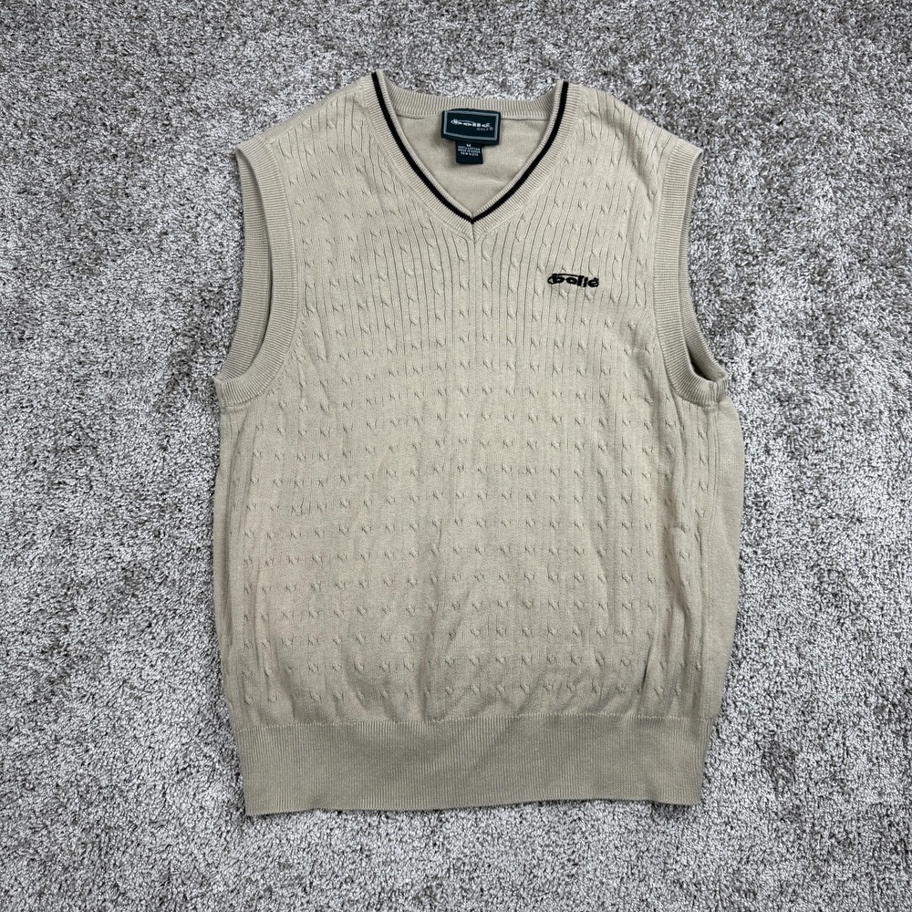 VTG Mens Sweater Vest Medium Beige‎ V Neck Sleeveless Pullover Old Money Preppy